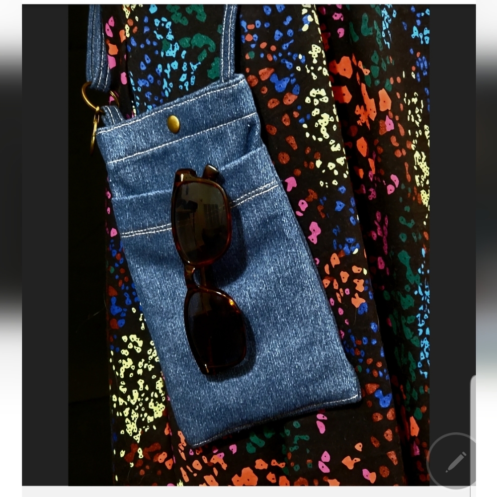 Denim Cross-Body cell Phone pouch